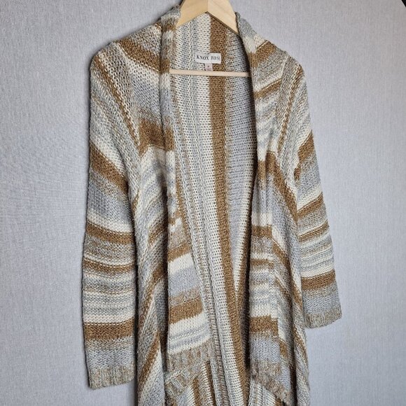 💙 Knox Rose Long Line Fringe Cardigan Size M Warm Cozy Western Boho Cottage Fes - Picture 4 of 8